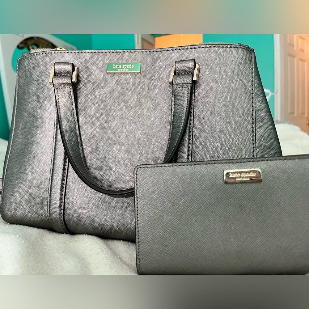 Kate Spade Metallic Purse & Matching Wallet